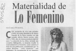Materialidad de lo femenino  [artículo] Carola Oyarzún L.
