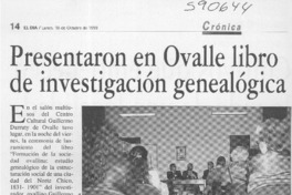 Presentaron en Ovalle libro de investigación genealógica  [artículo]