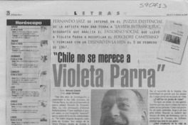 "Chile no se merece a Violeta Parra"  [artículo] Marcelo Cabello