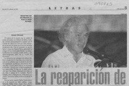 La reaparición de Nicanor Parra  [artículo] Ximena Villanueva