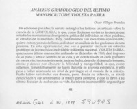 Análisis grafológico del último manuscrito de Violeta Parra  [artículo] Oscar Villegas Brandau
