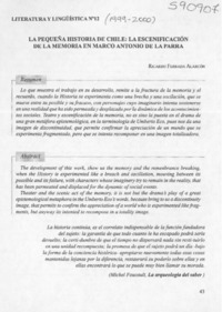 La pequeña historia de Chile, la escenificación de la memoria en Marco Antonio de la Parra  [artículo] Ricardo Ferrada Alarcón