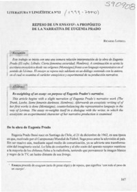Repeso de un ensayo, a propósito de la narrativa de Eugenia Prado  [artículo] Ricardo Loebell