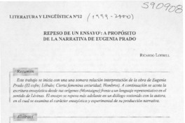 Repeso de un ensayo, a propósito de la narrativa de Eugenia Prado  [artículo] Ricardo Loebell