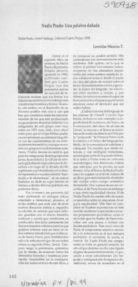 Nadia Prado, una palabra dañada  [artículo] Leonidas Morales T.
