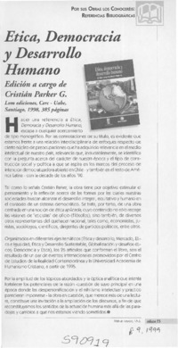 Ética, democracia y desarrollo humano  [artículo] Manuel Loyola