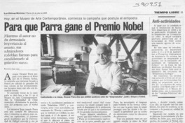 Para que Parra gane el Premio Nobel  [artículo] Rodrigo Castillo