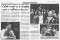 "Celebraremos a nuestra manera las Fiestas Patrias"  [artículo]
