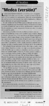 "Medea (versión)"  [artículo] Flavia Radrigán