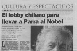 El lobby chileno para llevar a Parra al Nobel  [artículo]