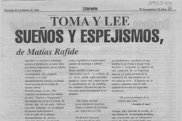 "Sueños y espejismos" de Matías Rafide  [artículo] Juan Antonio Massone