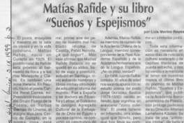 Matías Rafide y su libro "Sueños y espejismos"  [artículo] Luis Merino Reyes