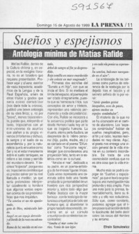 Sueños y espejismos  [artículo] Efraín Szmulewicz