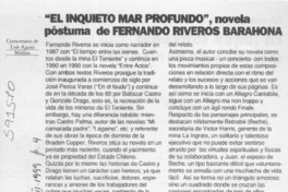 "El inquieto mar profundo", novela póstuma de Fernando Riveros Barahona  [artículo] Luis Agoni Molina