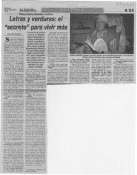 Letras y verduras, el "secreto" para vivir más  [artículo] Claudia Tosetti