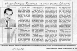 Hugo Enrique Ramírez, un gran poeta del norte  [artículo] Kabur Flores