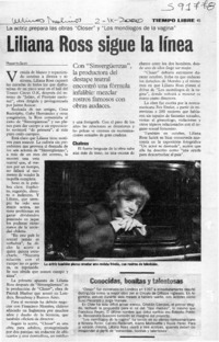 Liliana Ross sigue la línea  [artículo] Marietta Santí
