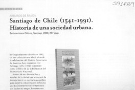 Santiago de Chile (1541-1991)  [artículo] Pedro Bannen Lanata