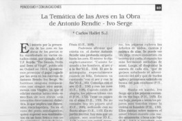 La temática de las aves en la obra de Antonio Rendic - Ivo Serge  [artículo] Carlos Hallet
