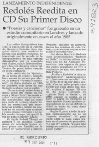 Redolés reedita en CD su primer disco  [artículo]