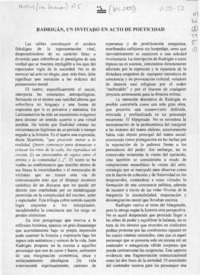 Radrigán, un invitado en acto de poeticidad  [artículo] Paula Ceballos Huerta
