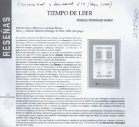 Tiempo de leer  [artículo] Rogelio Rodríguez Muñoz