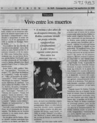 Vivo entre los muertos  [artículo] Sergio Ramón Fuentealba