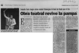 Obra teatral revive la pampa  [artículo] Leopoldo Pulgar I.