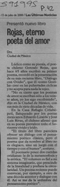 Rojas, eterno poeta del amor  [artículo]