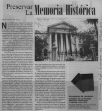 Preservar la memoria histórica  [artículo] Francisco José Folch