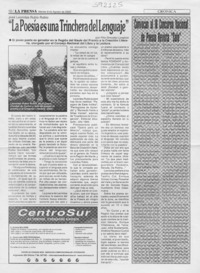 "La poesía es una trinchera del lenguaje"  [artículo] Pilar González Langlois