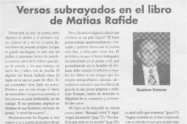 Versos subrayados en el libro de Matías Rafide  [artículo] Gustavo Donoso
