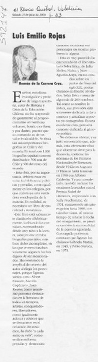 Luis Emilio Rojas  [artículo] Hernán de la Carrera Cruz