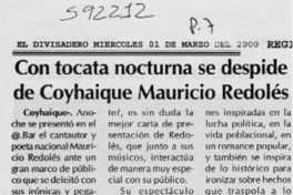 Con tocata nocturna se despide de Coyhaique Mauricio Redolés  [artículo]