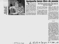 Iquiqueña lanza libro de poesía  [artículo]