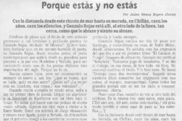 Porque estás y no estás  [artículo] Jaime Gómez Rogers (Jonás)