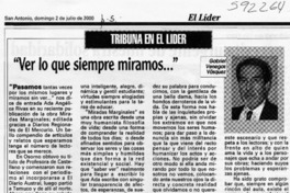 "Ver lo que siempre miramos"  [artículo] Gabriel Venegas Vásquez