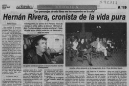 Hernán Rivera, cronista de la vida pura  [artículo] Félix Urzúa