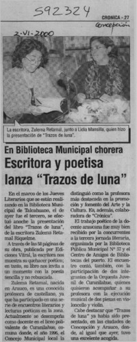 Escritora y poetisa lanza "Trazos de luna"  [artículo]