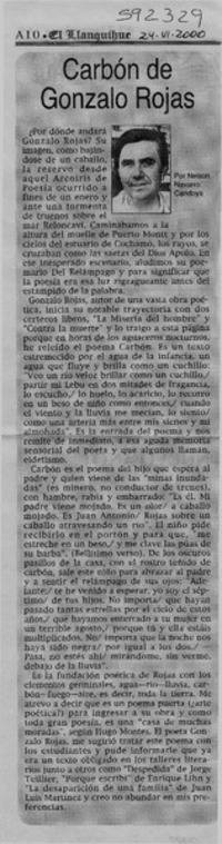 Carbón de Gonzalo Rojas  [artículo] Nelson Navarro Cendoya