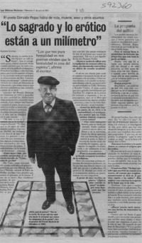 "Lo sagrado y lo erótico están a un milímetro"