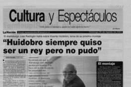 "Huidobro siempre quiso ser un rey pero no pudo"  [artículo] Andrea González