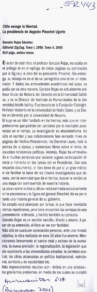 Chile escoge la libertad  [artículo] Gisela Silva Encina