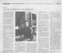 Trenes volvieron a la estación  [artículo] Enrique Ramírez Capello