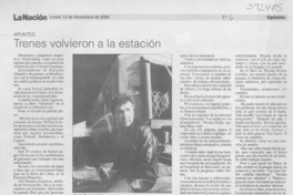 Trenes volvieron a la estación  [artículo] Enrique Ramírez Capello