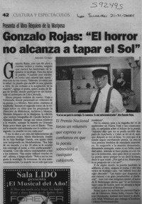 Gonzalo Rojas, "el horror no alcanza a tapar el sol"  [artículo] Andrés Gómez