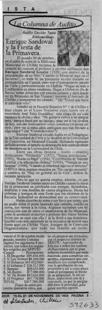 Enrique Sandoval y la fiesta de la primavera  [artículo] Audito Gavilán Tapia