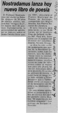 Nostradamus lanza hoy nuevo libro de poesía  [artículo]