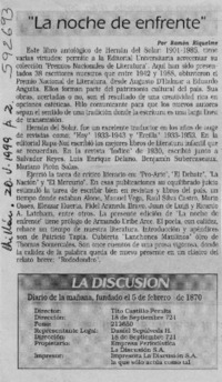 "La noche de enfrente"  [artículo] Ramón Riquelme