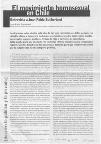 El movimiento homosexual en Chile  [artículo]